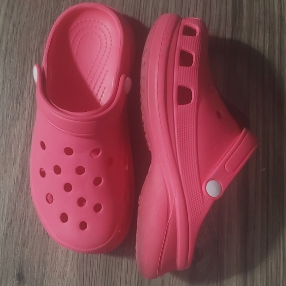 🌴Women's Platform Clogs Slip On Slides Hot Pink - Picture 2 of 8